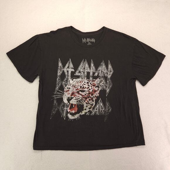 Def Leppard Band Graphic Short Sleeve Crew Neck Shirt Womens Size 2XL Black - Picture 2 of 9